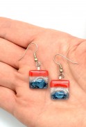 Square Glass USA Earrings